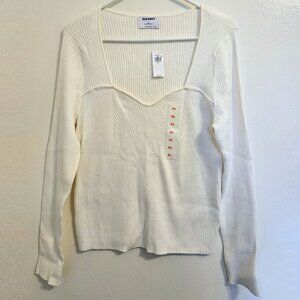 Old Navy White Ribbed Sweetheart Neck Top - NWT